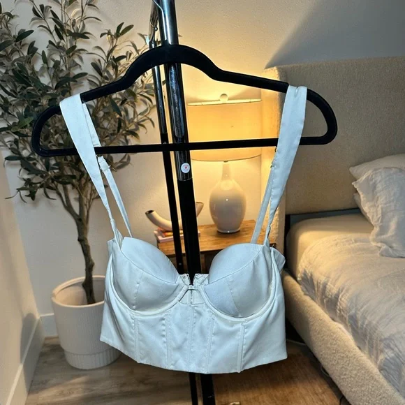 Oh Polly Influence Me Satin Cupped Corset Top in Ivory - Picture 2 of 5